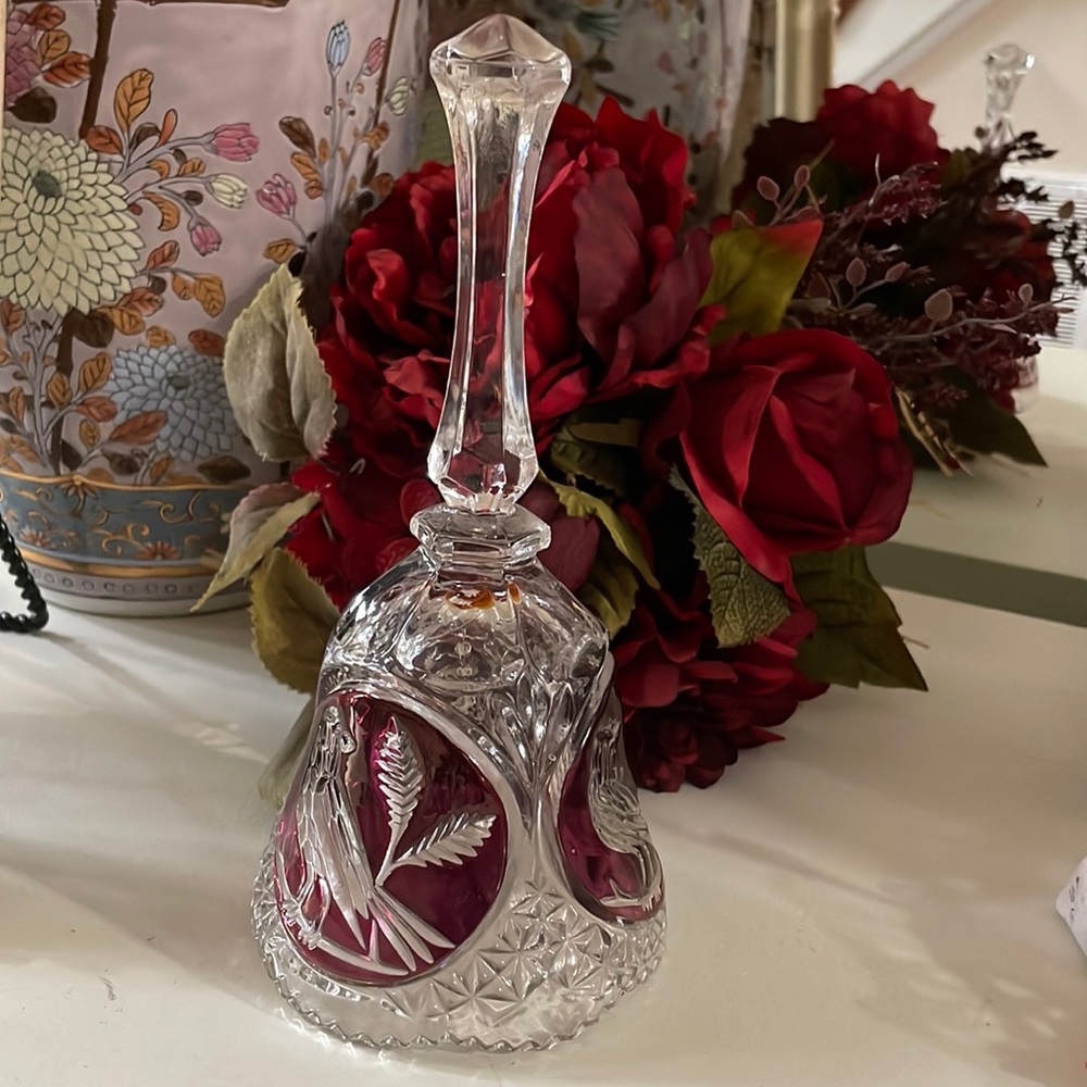 Vintage Hofbauer Red Byrd Crystal Bell from Germany